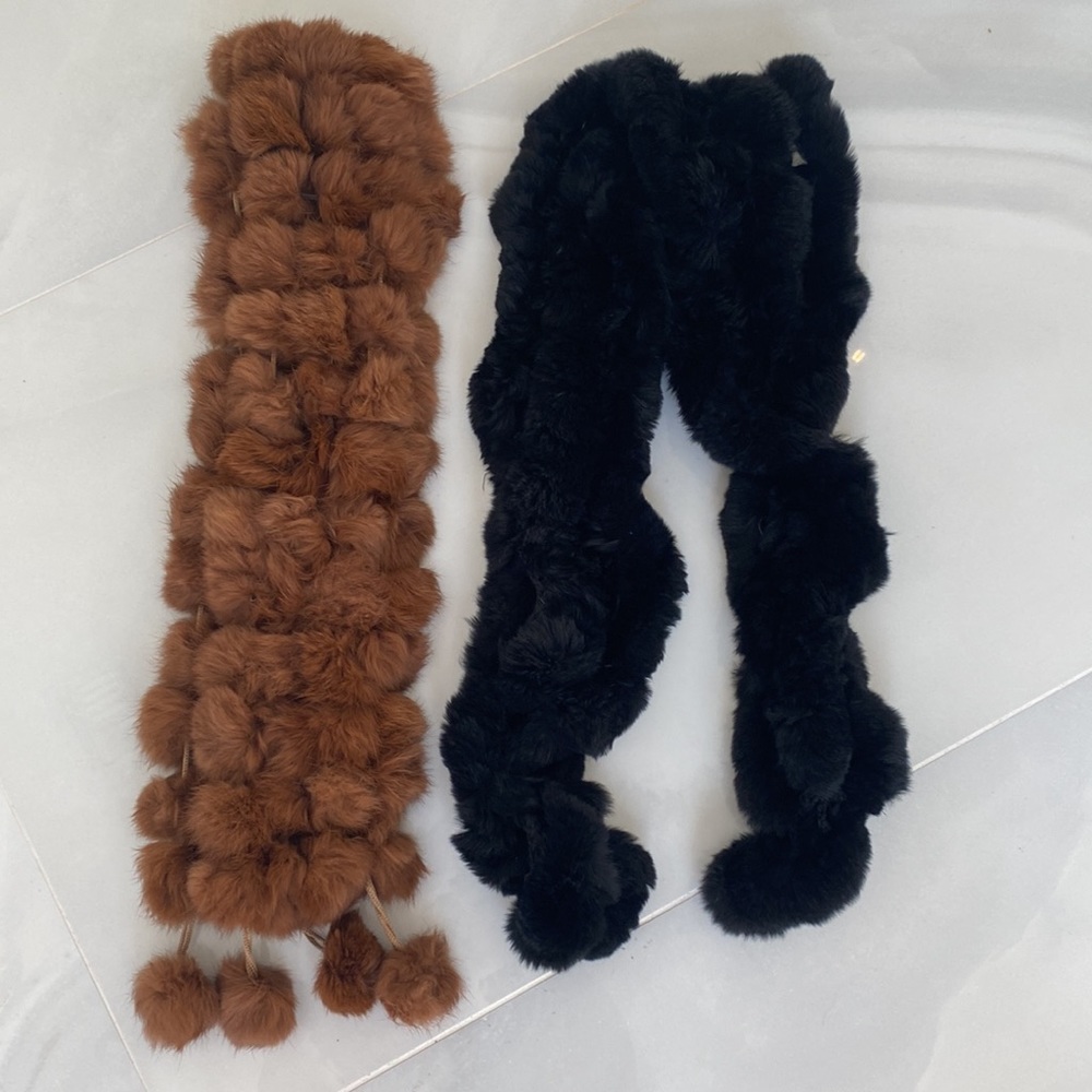 Authentic Rabbit fur Christmas scarfs!    Get (2) for 1! Brown and black